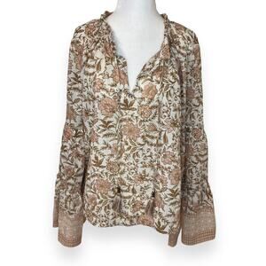 Lovestitch Floral Print Bell Sleeve Top Size Small